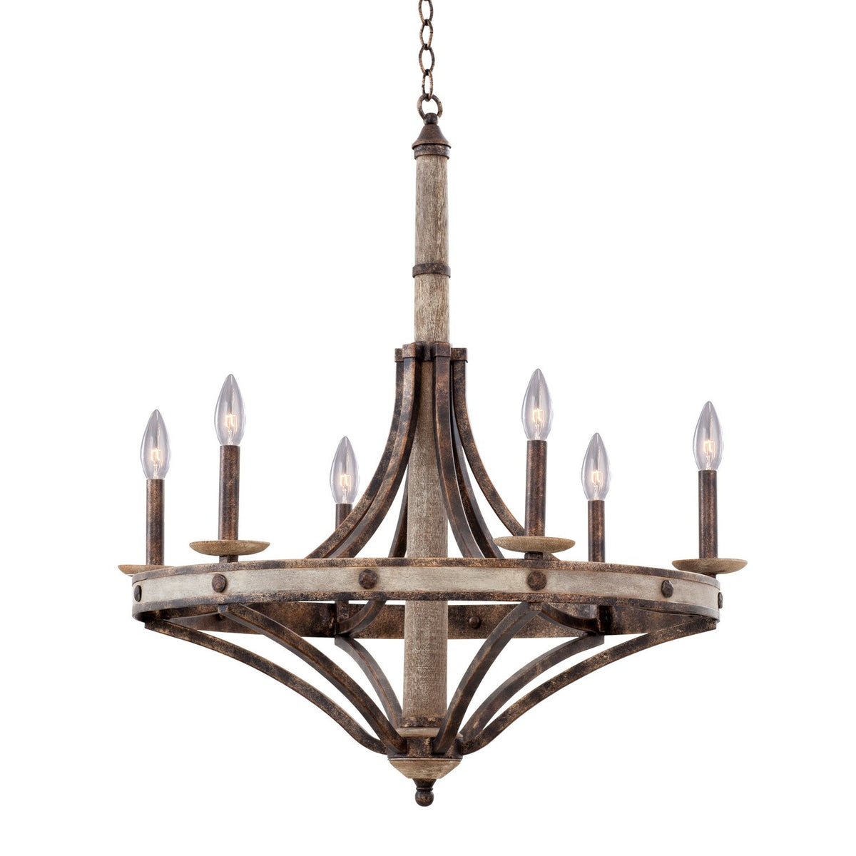 Coronado 29.5-in 6 Light Socket Florence Gold Chandelier