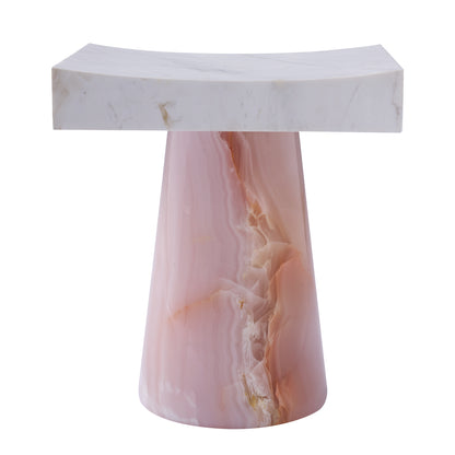 Giada 16-in Pink Jade/White Marble Table