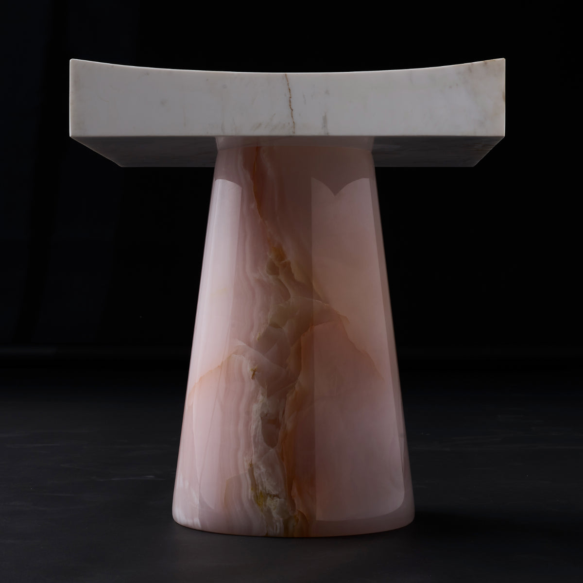 Giada 16-in Pink Jade/White Marble Table