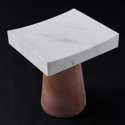 Giada 16-in Pink Jade/White Marble Table
