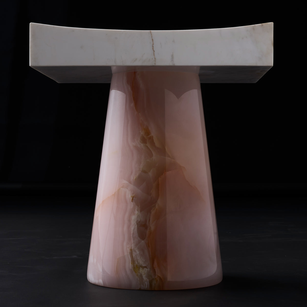 Giada 16-in Pink Jade/White Marble Table