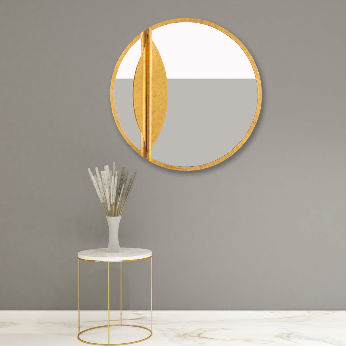 Divisio 30-in Oxidized Gold Leaf Mirror