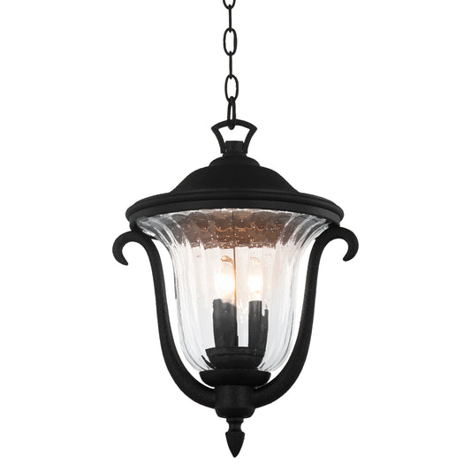 Santa Barbara Outdoor 13-in 3 Light Socket Matte Black Outdoor Pendant