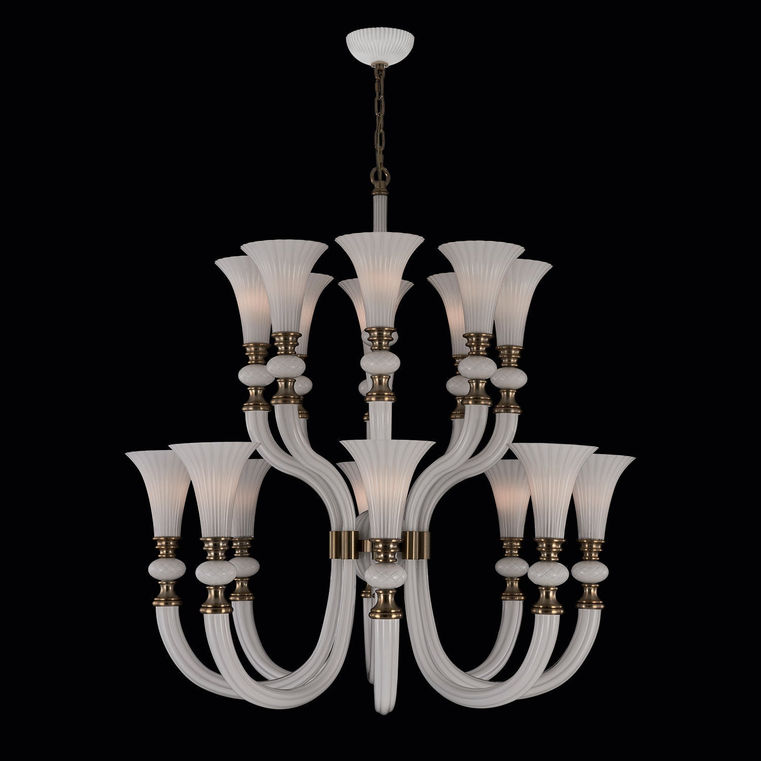 Bianca Luxury Crystal Chandelier - Winter Brass - 043672-044-WHITE – Crystal+Form Allegri Crystal Lighting