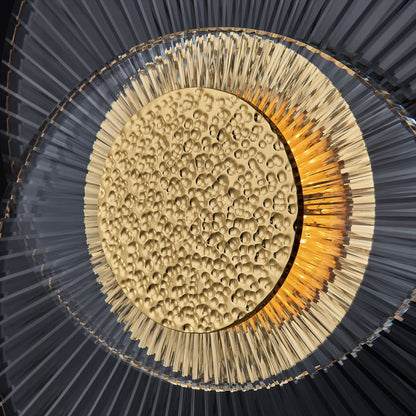 Girare Luxury Sun Crystal Wall Sconce Light 2 Ring – 18K Gold