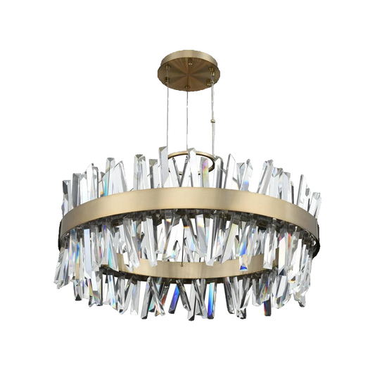 Glacier 32-inch LED pendant — Brushed Champagne Gold, transparent background